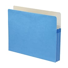 Smead 10% Recycled Reinforced File Pocket, 1 3/4 Expansion, Letter Size, Blue, 25/Box (73215BX)
