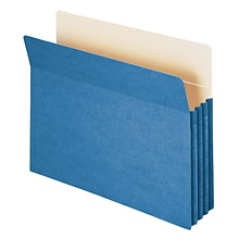 Smead 10% Recycled Reinforced File Pocket, 3 1/2 Expansion, Letter Size, Blue, 25/Box (73225BX)