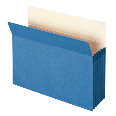 Smead 10% Recycled Reinforced File Pocket, 5 1/4 Expansion, Letter Size, Blue, 10/Box (73235BX)