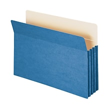 Smead 10% Recycled Reinforced File Pocket, 3 1/2 Expansion, Legal Size, Blue, 25/Box (74225BX)