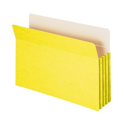 Smead 10% Recycled Reinforced File Pocket, 3 1/2" Expansion, Legal Size, Yellow, 25/Box (74233BX)