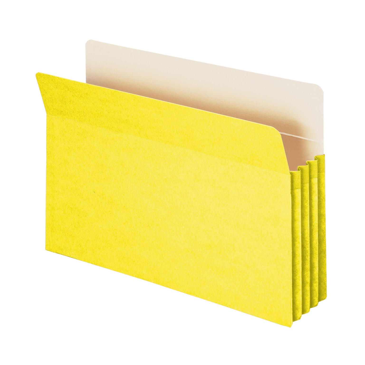 Smead 10% Recycled Reinforced File Pocket, 3 1/2 Expansion, Legal Size, Yellow, 25/Box (74233BX)