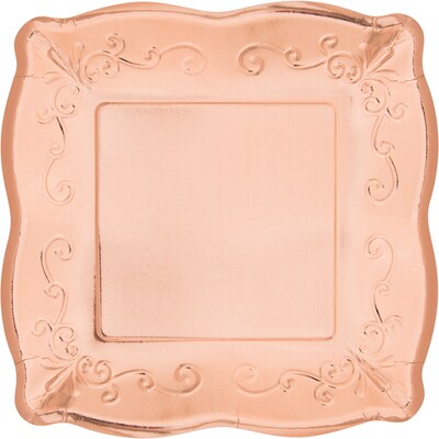 Creative Converting Rose Gold Square Paper Banquet Plates, 24 Count (DTC333402BPLT)