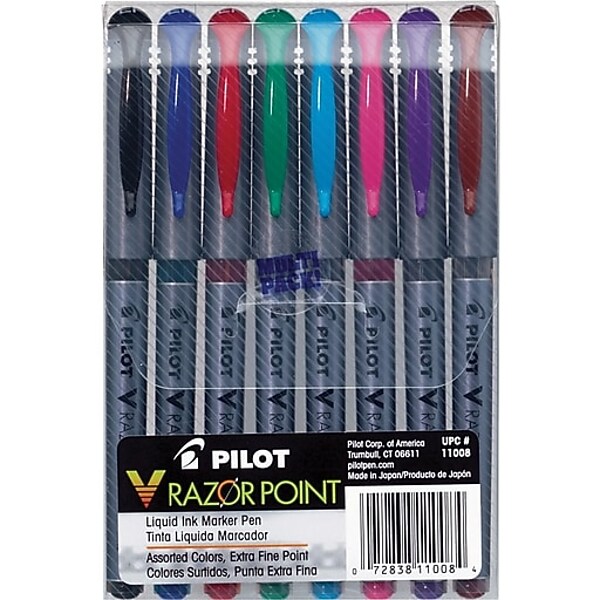 Pilot V Razor Point Liquid Ink Marker Pens, Extra Fine Point, Assorted ...