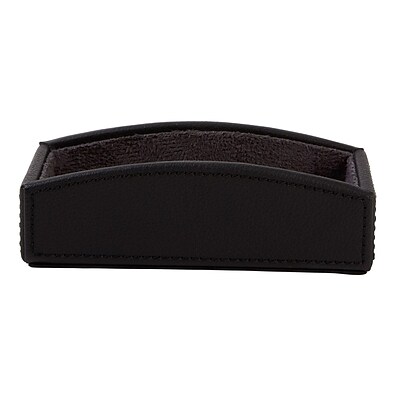 Quill® Business Card Holder Faux Leather, Black