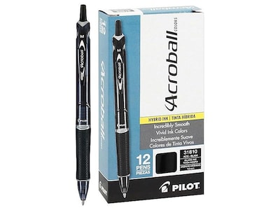 Pilot Acroball Colors Advanced Ink Retractable Ballpoint Pens, Medium Point, Black Ink, Dozen (31810