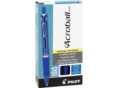 Pilot Acroball Colors Advanced Ink Retractable Ballpoint Pens, Medium Point, Blue Ink, Dozen (31811)