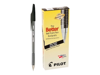 Pilot Better Ballpoint Pens, Fine Point, Black Ink, Dozen (35011)