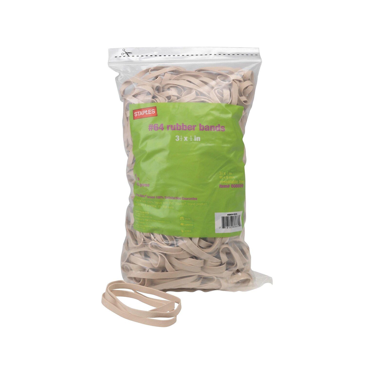 Staples Economy Rubber Bands, #64, 1 lb. Bag, 25 Bags/Carton (17785CT)