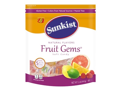 Jelly Belly Sunkist Fruit Gems Gummy Candy, Assorted, 32 Oz. (220-00024)