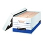 Bankers Box Medium-Duty Corrugated File Storage Boxes, Lift-Off Lid, Letter Size, White/Blue, 20/Car
