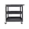 Luxor 3-Shelf Plastic/Poly Mobile Utility Cart with Swivel Wheels, Black (EC111-B)