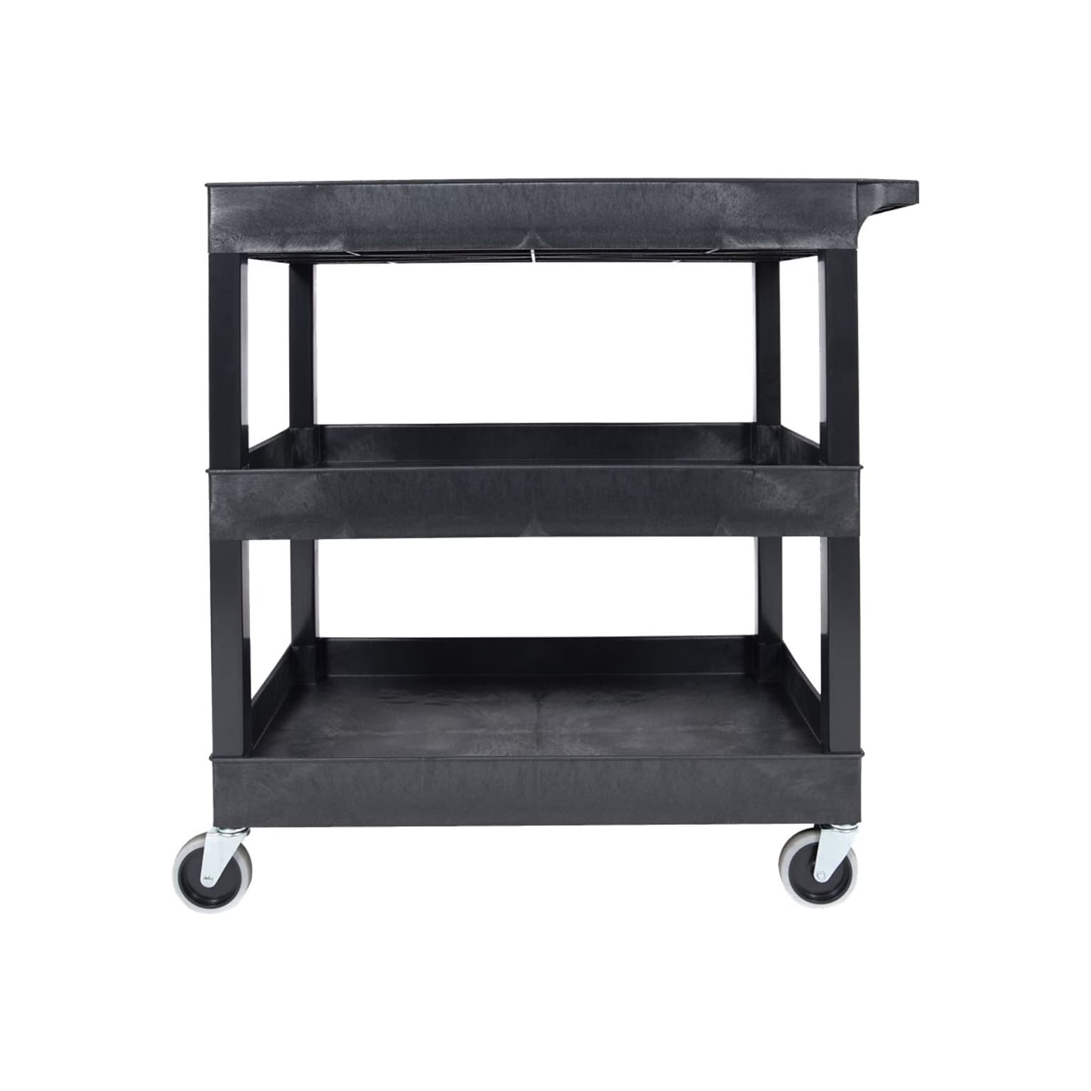 Luxor 3-Shelf Plastic/Poly Mobile Utility Cart with Swivel Wheels, Black (EC111-B)