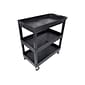 Luxor 3-Shelf Plastic/Poly Mobile Utility Cart with Swivel Wheels, Black (EC111-B)