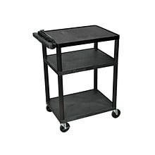 Luxor 3-Shelf Plastic/Poly Mobile A/V Cart with Lockable Wheels, Black (LP34E-B)