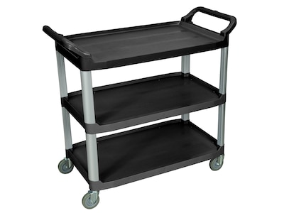 Luxor 3-Shelf Mixed Materials Mobile Serving Cart with Swivel Wheels, Black (SC13-B)