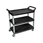 Luxor 3-Shelf Mixed Materials Mobile Serving Cart with Swivel Wheels, Black (SC13-B)