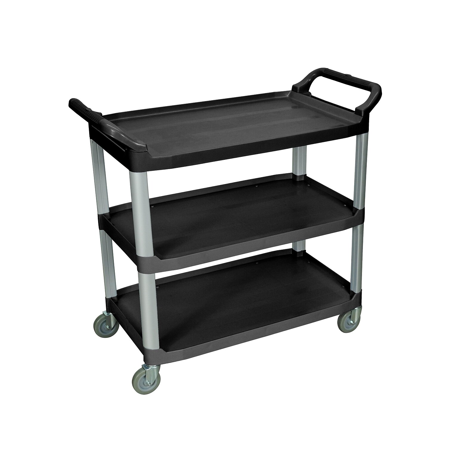 Luxor 3-Shelf Mixed Materials Mobile Serving Cart with Swivel Wheels, Black (SC13-B)