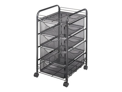 Safco Onyx Mesh Mobile File Cart with Lockable Wheels, Black (5214BL)