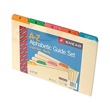 Smead 5-Tab Filing Guides, Multi-Colored Fused Poly Tab (A-Z), Legal Size, Manila, 25/Set (52180)