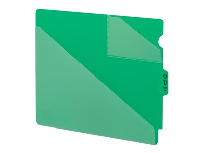 Smead End Tab Outguides, Two Pockets, Extra Wide Letter Size, Green, 50/Box (61962)