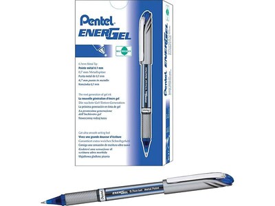 Pentel EnerGel NV Gel Pens, Medium Point, Blue Ink, Dozen (BL27-C)