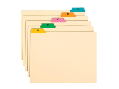 Smead Multicolored Poly Guides, 1/5-Cut Tab (A-Z), Letter Size, Manila, 25/Set (50180)