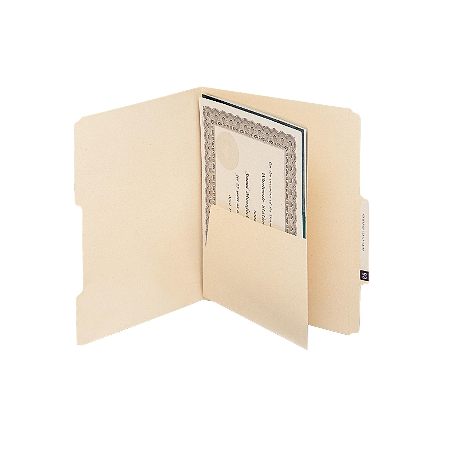Smead Self-Adhesive Filing Dividers with Pockets, Straight, Manila, 25/Pack (68030)