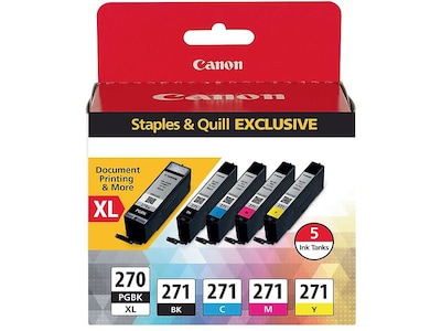 Canon 270 XL/271 Black High Yield/Photo Black/Cyan/Magenta/Yellow Standard Yield Ink 5/Pack (0319C00