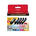 Canon 270 XL/271 Black High Yield/Photo Black/Cyan/Magenta/Yellow Standard Yield Ink 5/Pack (0319C00