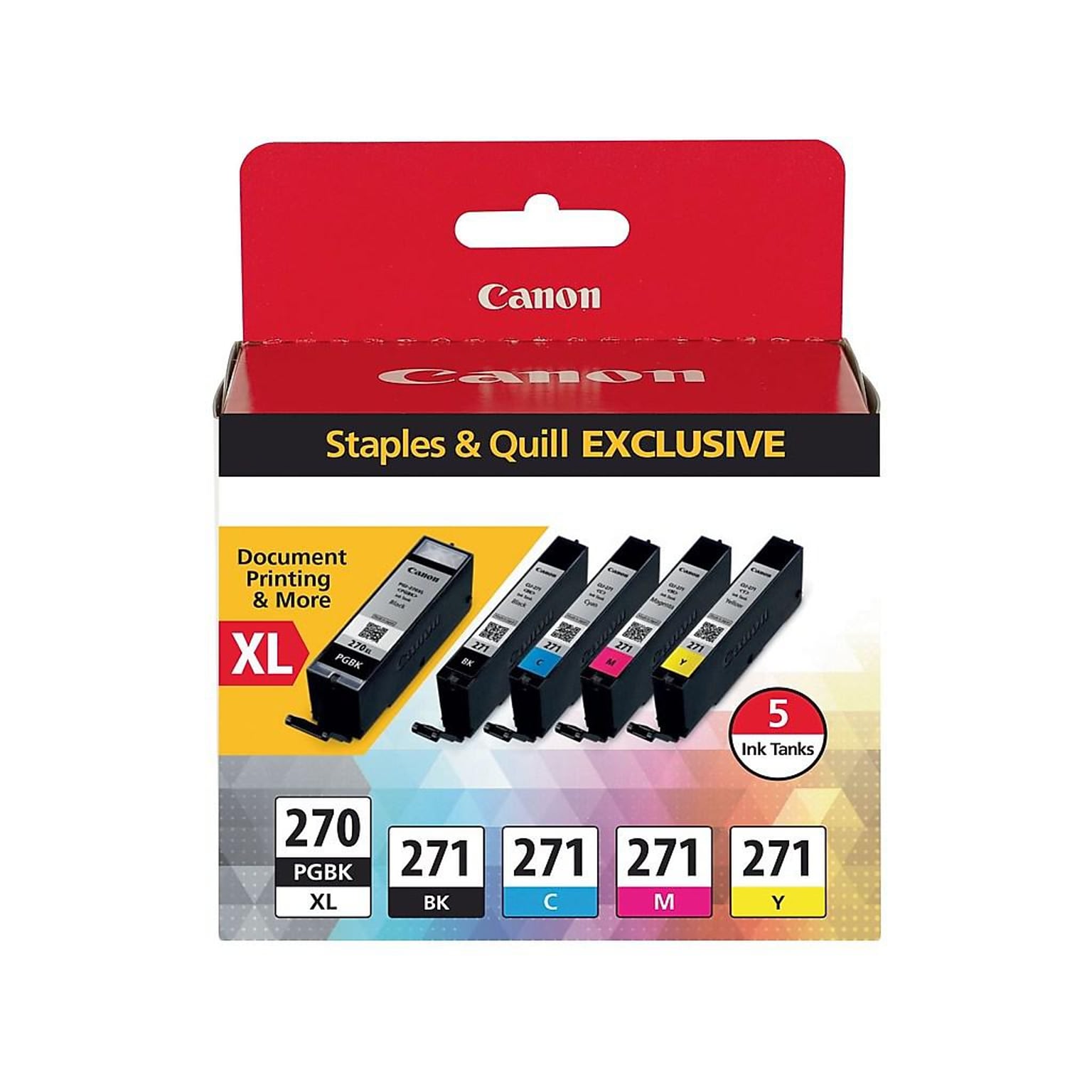 Canon 270 XL/271 Black High Yield/Photo Black/Cyan/Magenta/Yellow Standard Yield Ink 5/Pack (0319C006)