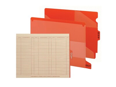 Smead End Tab Poly Outguides, Two Pocket, Bottom Position Tab, Letter Size, Red, 25/Box (61950)