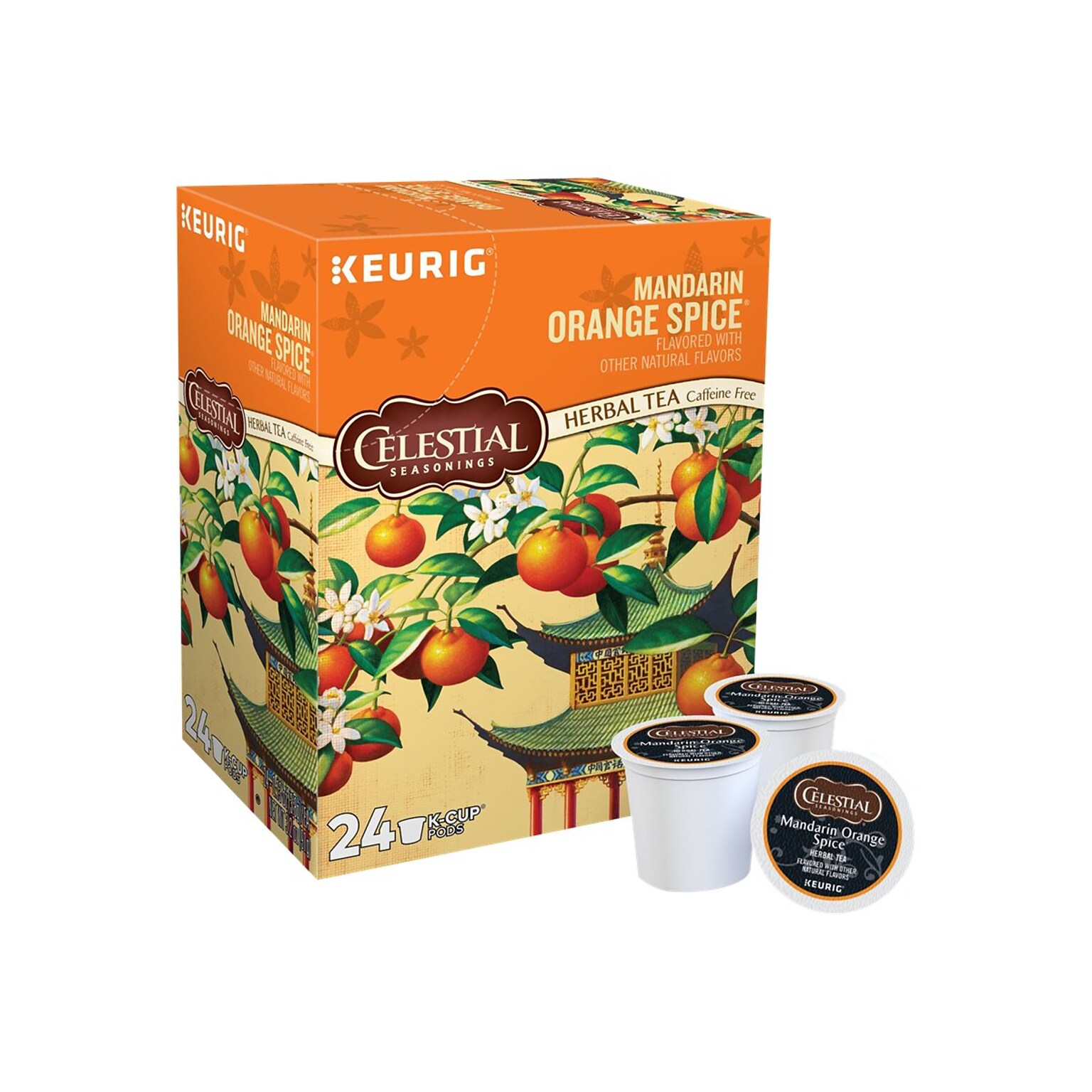 Celestial Seasonings Mandarin Orange Spice Herbal Tea, Keurig® K-Cup® Pods, 24/Box (14735)