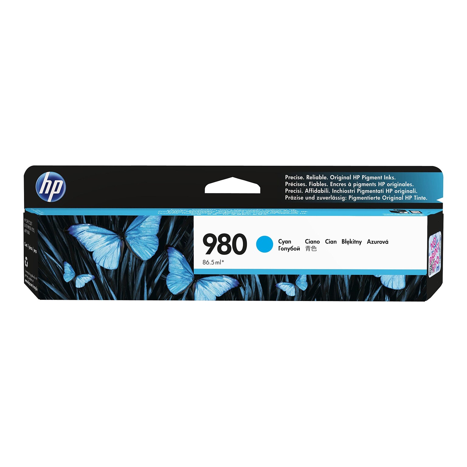 HP 980 Cyan Standard Yield Ink Cartridge, Prints Up to 6,600 Pages (D8J07A)