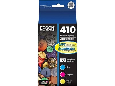 Photo 1 of Epson T410 Cyan/Magenta/Yellow/Photo Black Standard Yield Ink Cartridge, 4/Pack (T410520S)