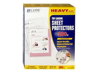 C-Line Heavyweight Sheet Protectors, 8-1/2 x 11, Clear, 200/Box (62097)