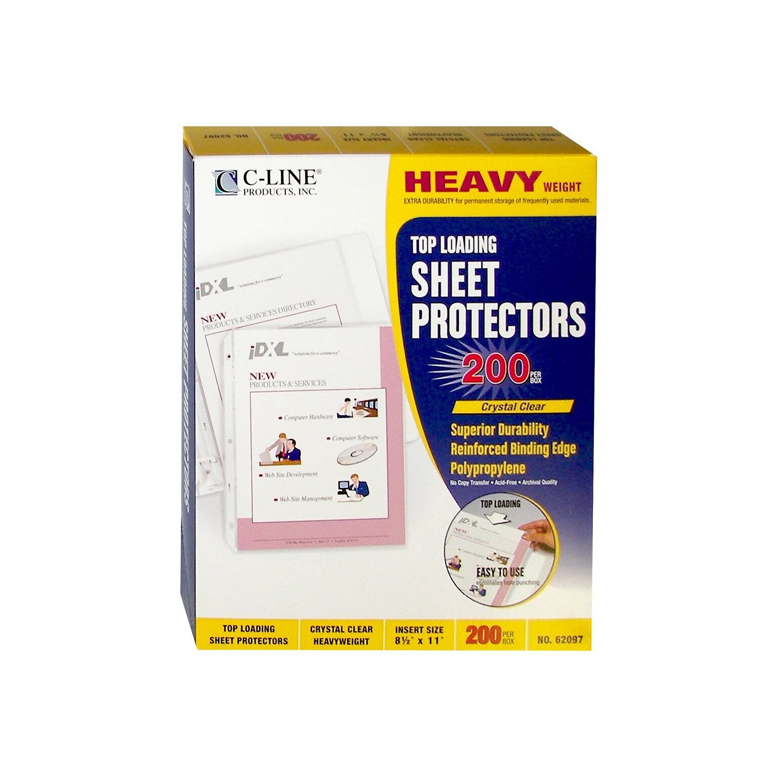 C-Line Heavyweight Sheet Protectors, 8-1/2 x 11, Clear, 200/Box (62097)