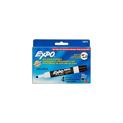Expo Dry Erase Markers, Bullet Point, Assorted, 4/Pack (82074)