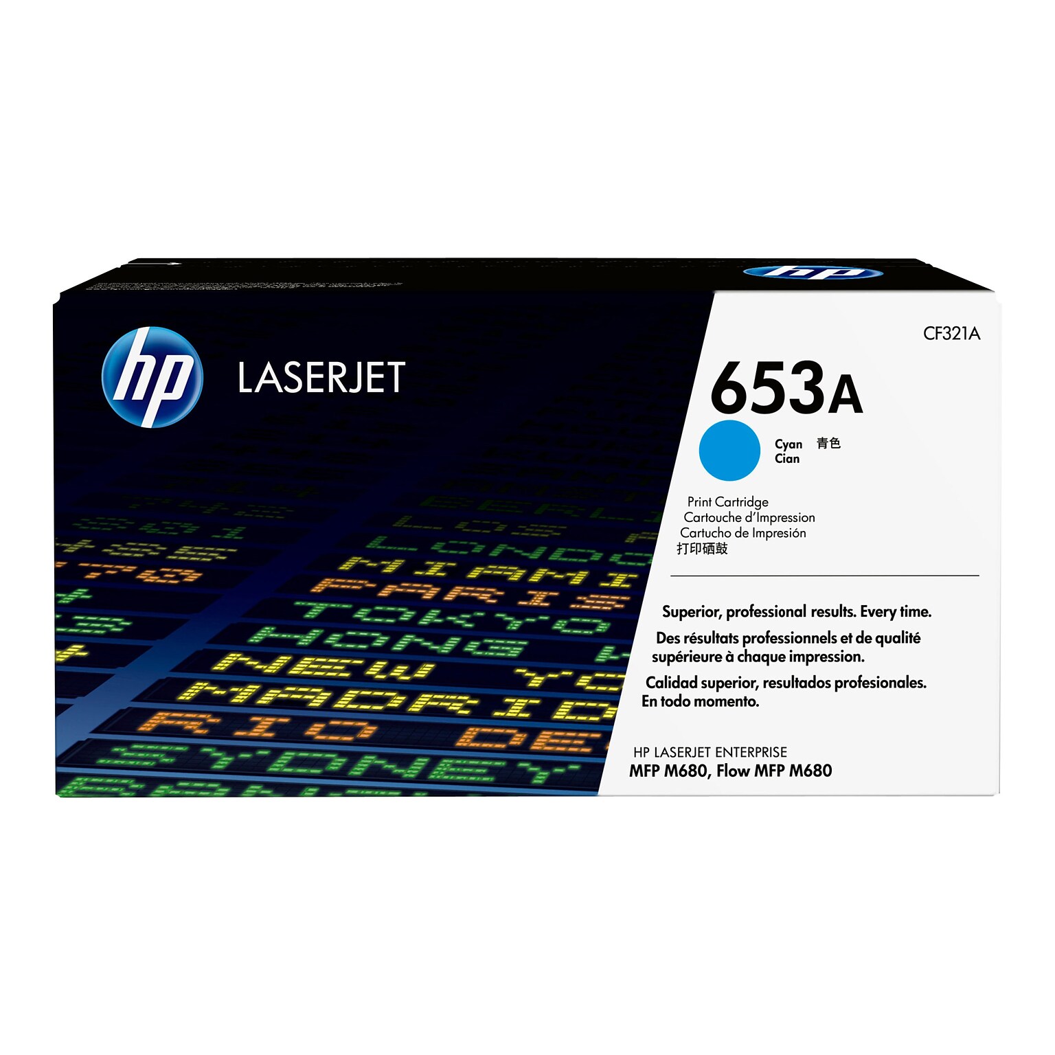 HP 653A Cyan Toner Cartridge, Standard (CF321A)