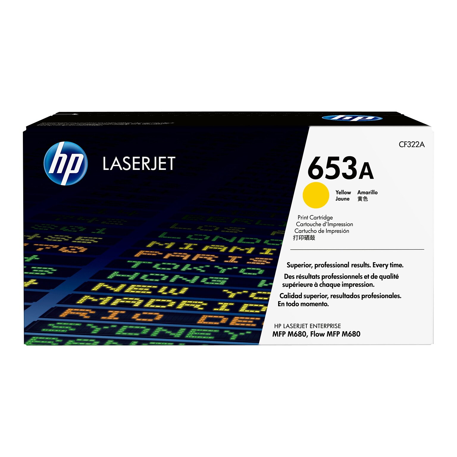 HP 653A Yellow Standard Yield Toner Cartridge, Prints Up to 16,500 Pages (CF322A)