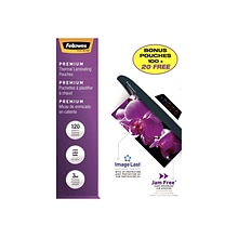 Fellowes ImageLast Premium Thermal Laminating Pouches, Letter Size, 3 Mil, 120/Pack (5228901)