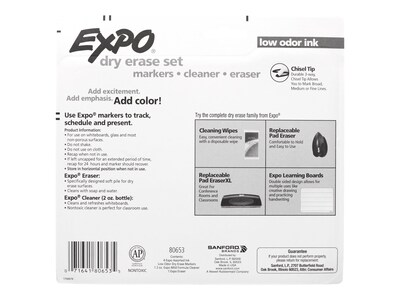 EXPO Dry-Erase Starter Kit, Low Odor, Chisel-Tip, Assorted Colors (80653)