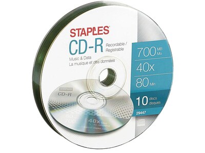 700MB 80MIN 40X Music & Data CD-R Wrap, 10/Pack (29447)