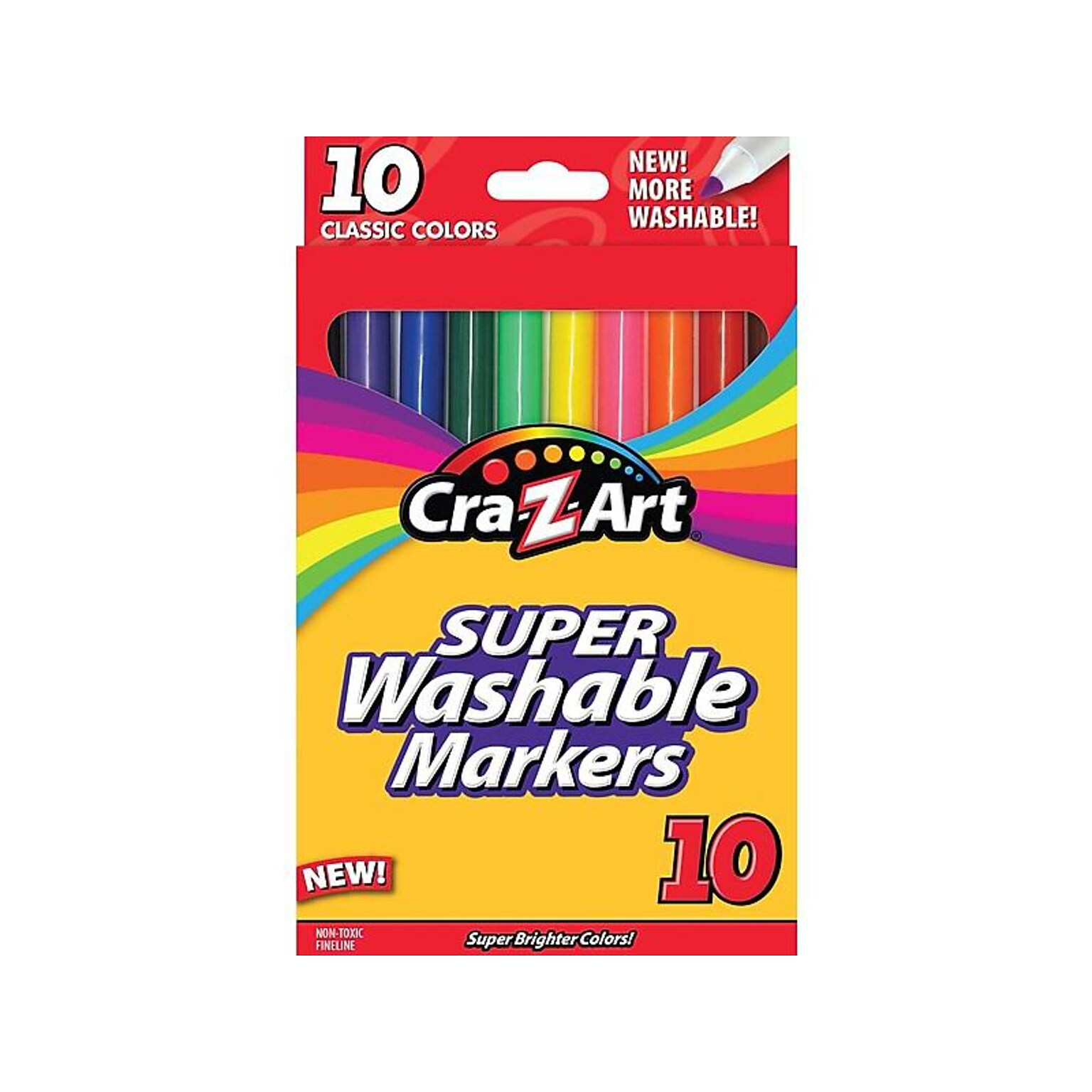 Cra-Z-Art Classic Super Washable Markers, Fine, Assorted, 10/Pack (10161-48)