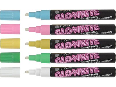 Quartet Glo-Write Fluorescent Wet Erase Markers, Bullet Tip, Assorted, 5/Pack (5090)