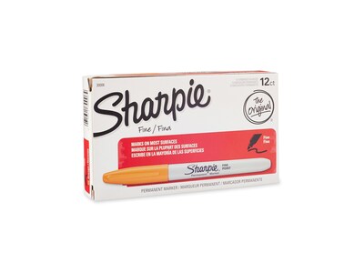 Sharpie Permanent Markers, Fine Tip, Orange, 12/Pack (30006)