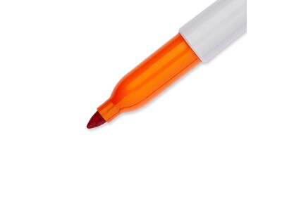 Sharpie Permanent Markers, Fine Tip, Orange, 12/Pack (30006)