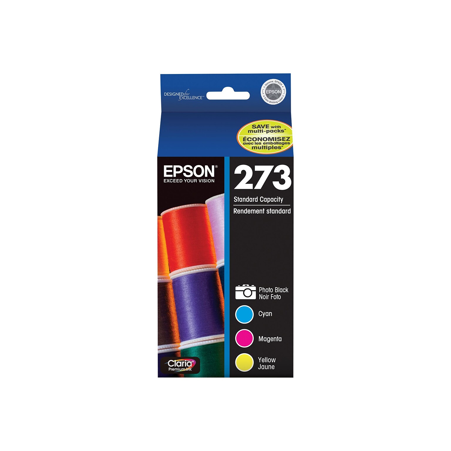 Epson 273 Photo Black/Color Ink Cartridges, Standard, 4/Pack (T273520-S)