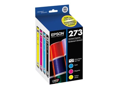 Epson 273 Photo Black/Color Ink Cartridges, Standard, 4/Pack (T273520-S)