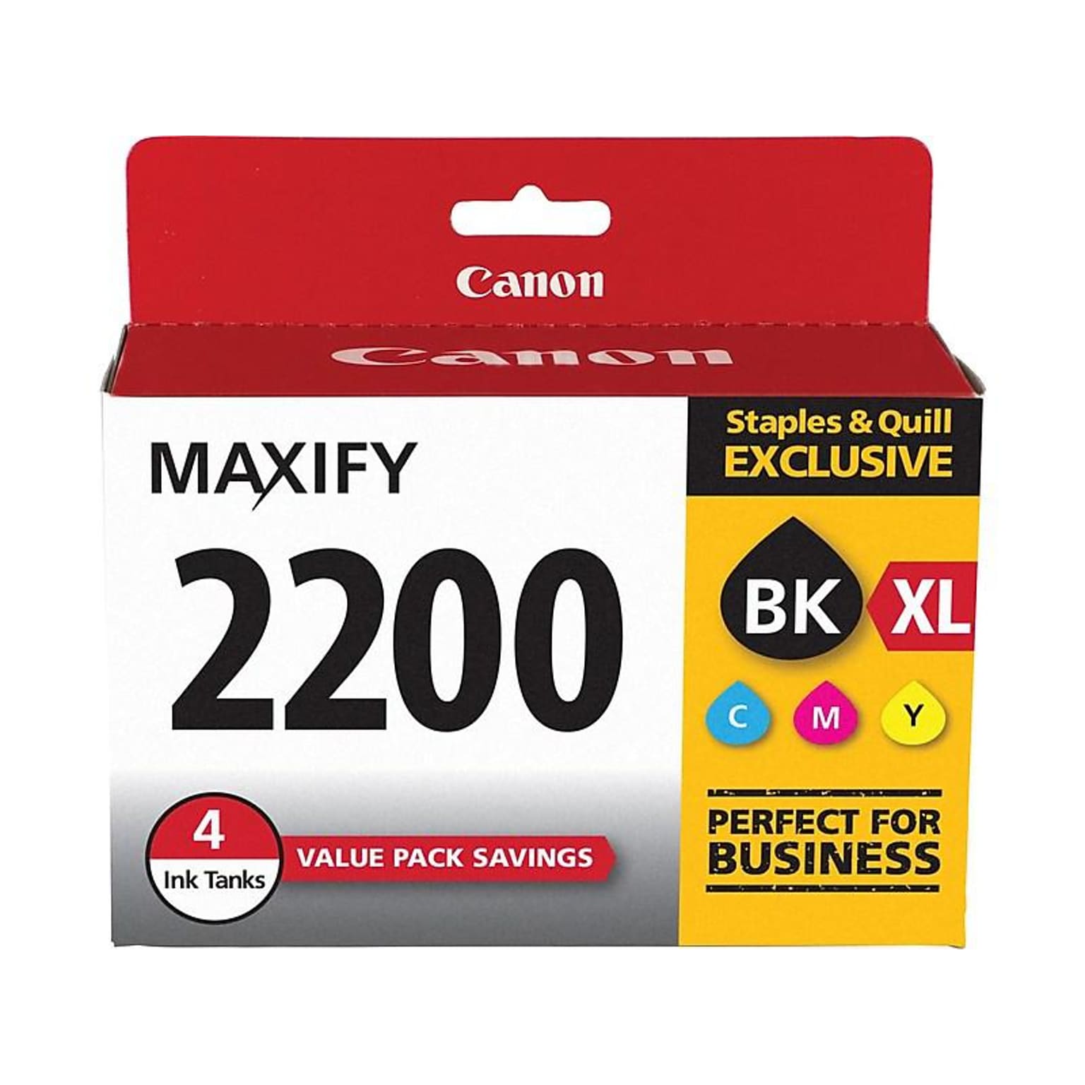 Canon 2200XL Black/Color Ink Cartridges, High Yield/Standard Yield, 4/Pack (9255B005)